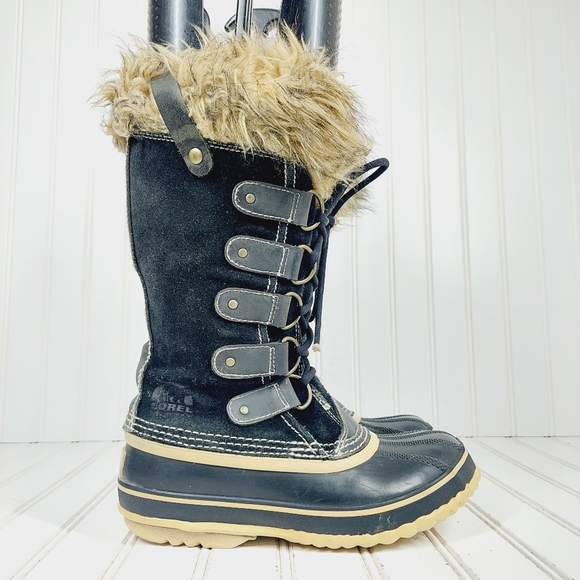 Sorel Joan of Arctic Black Leather Waterproof Lace Up Winter Boots D868 - Picture 5 of 10